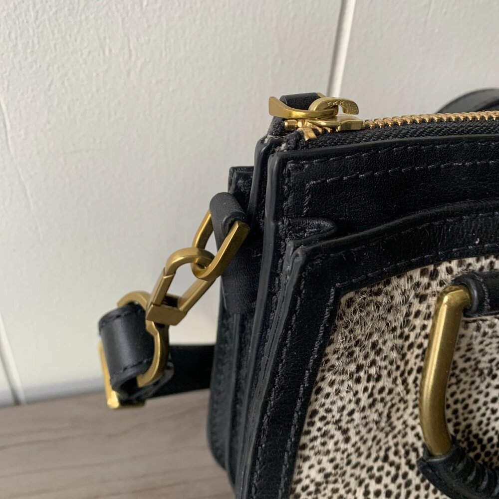 Nwot Fossil Ryder Mini Satchel Leather Calf Hair … - image 6